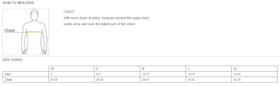 Size Chart Youth Jackets