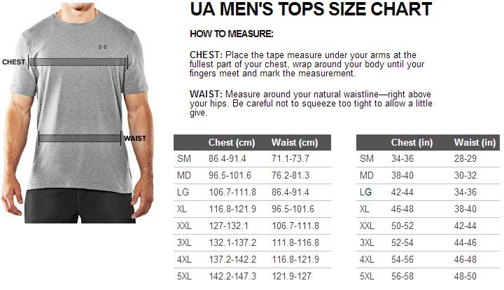 Under Armour T Shirt Size Chart