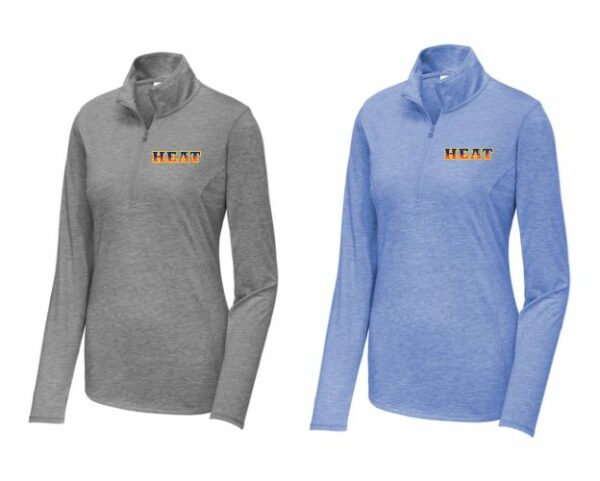 18.) Hudson Heat Embroidered LST407 Ladies Tri-Blend Wicking 1/4-Zip Pullover