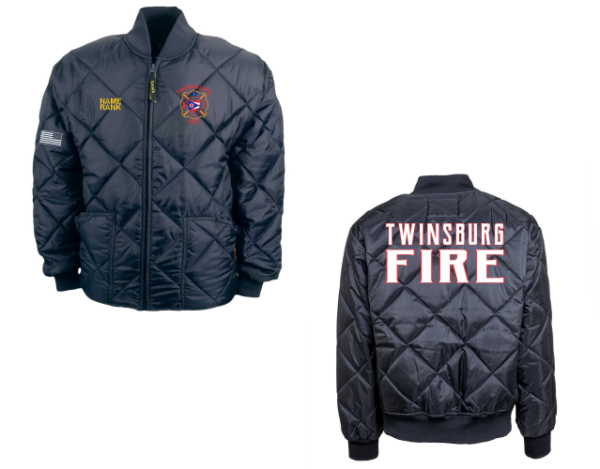 15.) Twinsburg Fire Department 1221-J Embroidered The Bravest Diamond Quilt Jacket