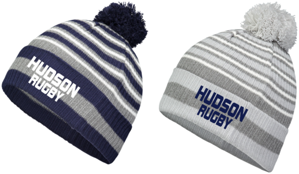 37.) Hudson Rugby Club 223815 Embroidered Spirit Pom Beanie