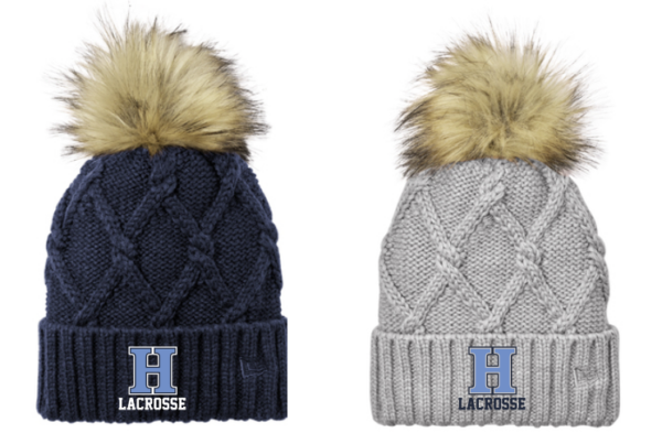 15.) Hudson High School Girls Lacrosse NE911 Embroidered Faux Fur Pom Beanie