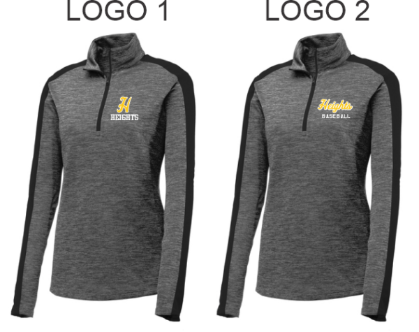 33.) Cleveland Heights Baseball Spiritwear LST397 Embroidered Ladies Sport-Tek® PosiCharge® Heather Colorblock 1/4-Zip Pullover
