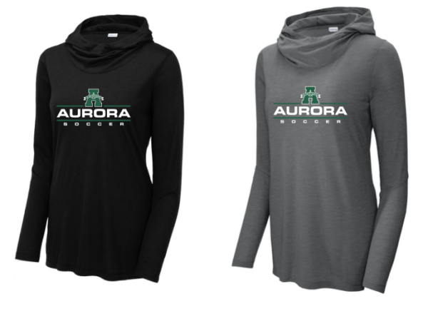12.) Aurora Soccer lst406 Tri-Blend Wicking Long Sleeve Ladies Hoodie