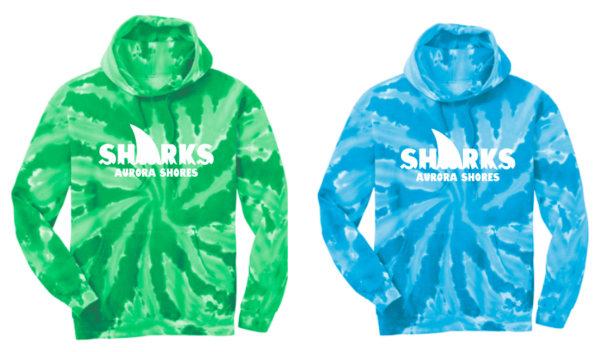 10.) Aurora Shores Swim Team PC146 Tie Dye Hoodie