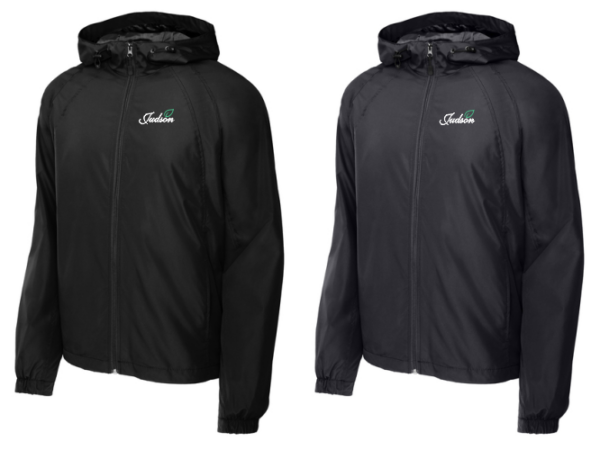 21.) Judson JST73 Embroidered Hooded Raglan Jacket
