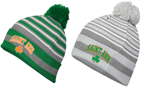27.) St Ann 223815 Embroidered Spirit Pom Beanie