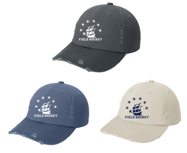 21.) Hudson MS Field Hockey DT600 Embroidered Distressed Cap