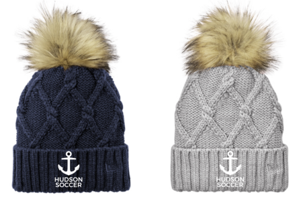 16.) Hudson HS Girls Soccer NE911 Embroidered Faux Fur Pom Beanie